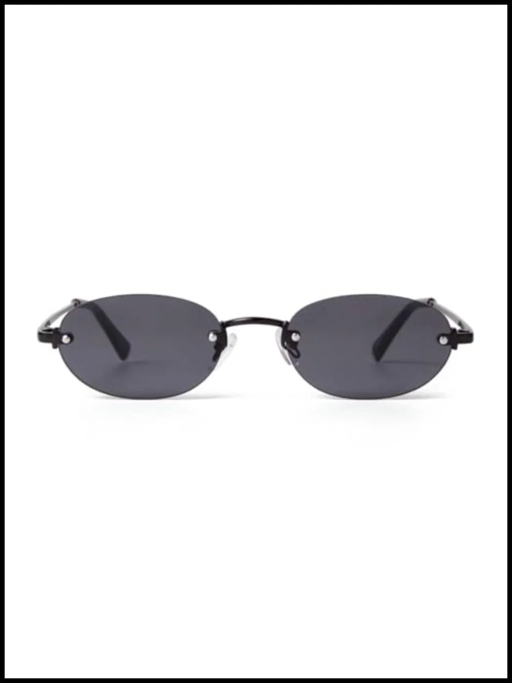 Retro Small Rimless Oval Sunglasses UV400 Lightweight Metal